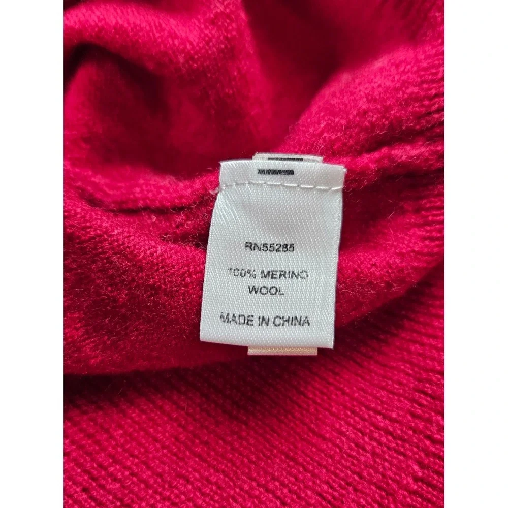Express Design Studio Italian Merino Wool Sweater Mens Size Medium Red V-Neck‎